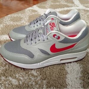 Nike Air Max Gray and Red Athletic Shoes